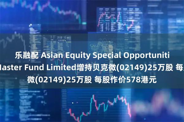 乐融配 Asian Equity Special Opportunities Portfolio Master Fund Limited增持贝克微(02149)25万股 每股作价578港元