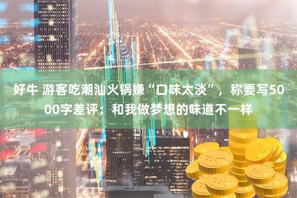 好牛 游客吃潮汕火锅嫌“口味太淡”，称要写5000字差评：和我做梦想的味道不一样